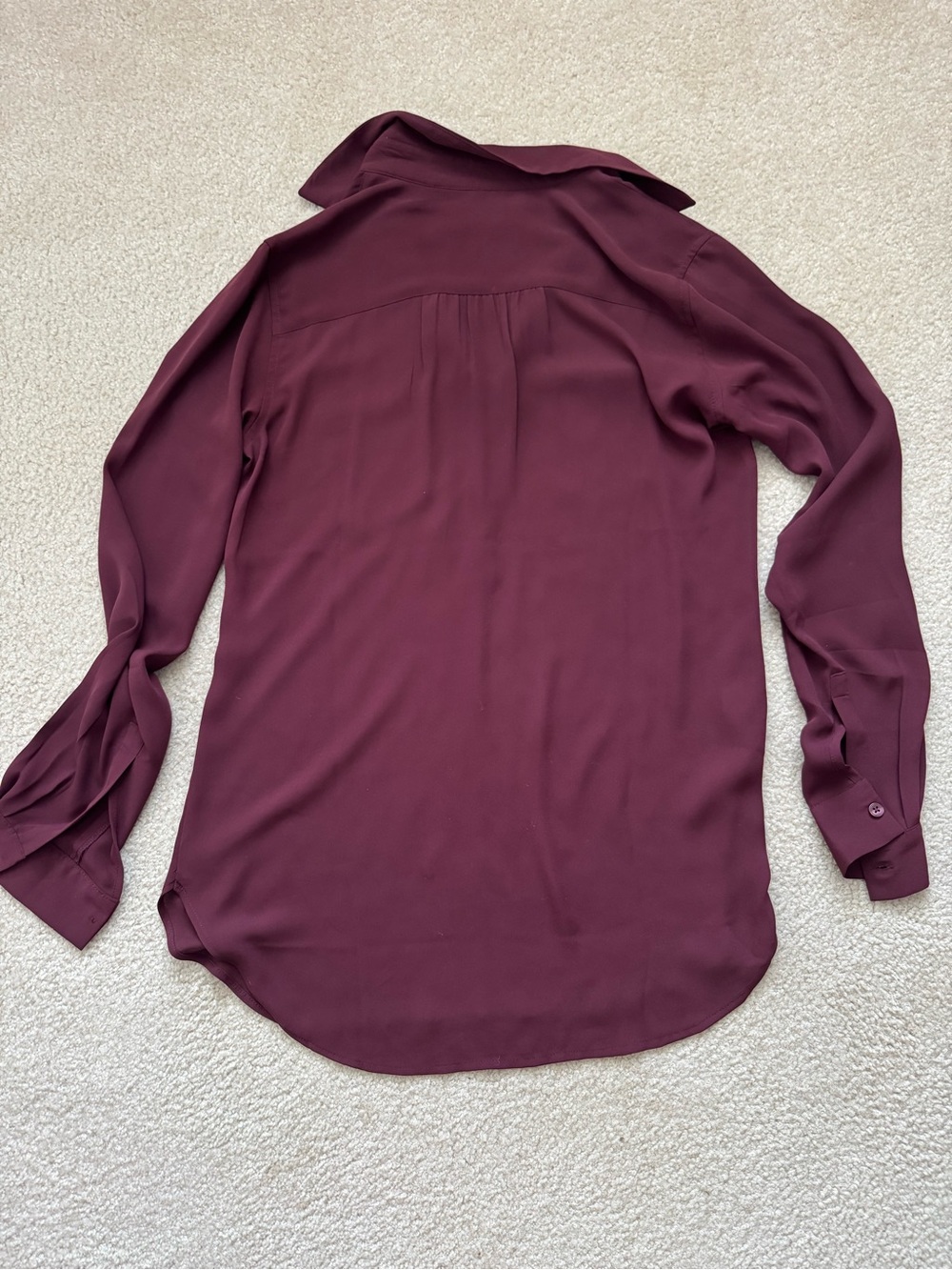 LOFT Burgundy Long Sleeve Popover Blouse - Picture 9 of 9